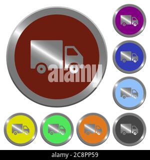 Set von farbigen glänzenden münzähnlichen Lieferknöpfen. Stock Vektor