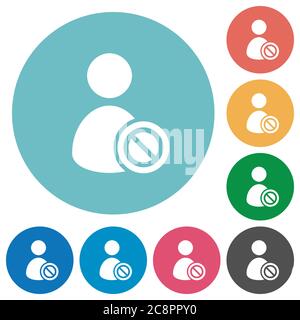 Flaches Ban-Benutzersymbol auf rundem Farbhintergrund. Stock Vektor