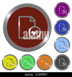 Satz von Farbe glänzend münzähnlichen Dokument akzeptierte Tasten. Stock Vektor
