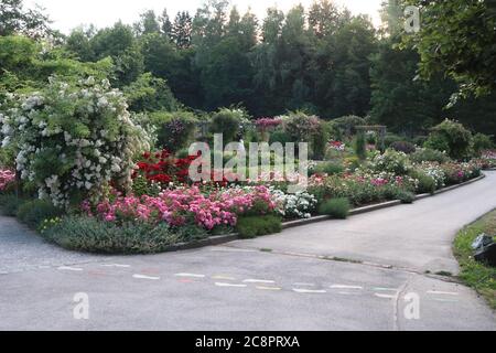 Bad Wörishofen, Bayern - Juli 05 2019: Kurpark von Bad Wörishofen, Deutschland Stockfoto