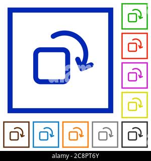 Satz von farbigen quadratischen gerahmten rotieren Element flache Symbole Stock Vektor