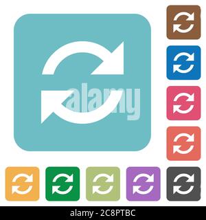 Flache Aktualisierungssymbole auf abgerundeten quadratischen Hintergrundfarben. Stock Vektor
