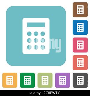 Flache Symbole auf abgerundeten quadratischen Hintergrundfarben. Stock Vektor