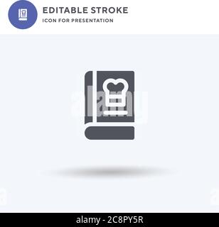 Rezeptbuch Symbolvektor, gefülltes flaches Zeichen, solides Piktogramm isoliert auf weiß, Logo-Illustration. Rezeptbuch-Symbol für die Präsentation. Stock Vektor