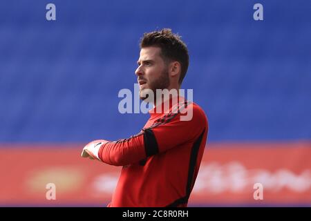 LEICESTER, GROSSBRITANNIEN. 26. JULI David De Gea von Manchester United während des Premier League-Spiels zwischen Leicester City und Manchester United im King Power Stadium, Leicester am Sonntag, 26. Juli 2020. (Kredit: Leila Coker, MI News) Kredit: MI Nachrichten & Sport /Alamy Live Nachrichten Stockfoto