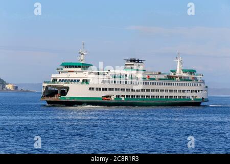 Seattle, Washington, USA - 21. juli 2018 - Fähre auf Elliot Bay, Seattle, Washington, USA Stockfoto