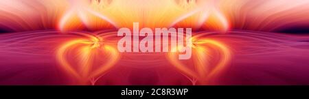 Schöne abstrakte verflochtenen 3d-Fasern bilden ein Ornament aus verschiedenen symmetrischen Formen. Lila, rosa, rot und blau. Herz formt sich in Th Stockfoto