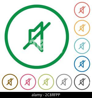 Satz von stumm Farbe rund umrissene flache Symbole auf weißem Hintergrund Stock Vektor