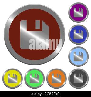 Satz von Farbe glänzend münzähnliche speichern Tasten. Stock Vektor