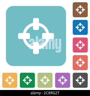 Flache Zielsymbole auf abgerundeten quadratischen Hintergrundbildern. Stock Vektor