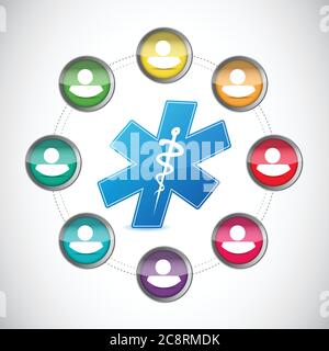 Medizinisches Diversity-Netzwerk-Illustration auf weißem Hintergrund Stock Vektor
