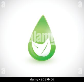 Grünes Design mit Wassertropfen auf weißem Hintergrund Stock Vektor