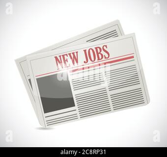Neue Jobs Zeitung Illustration Design auf weißem Hintergrund Stock Vektor