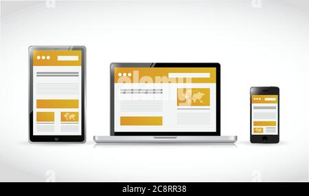Websites Web responsive Konzept Illustration Design über einem weißen Hintergrund Stock Vektor