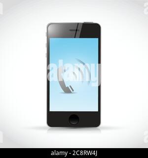 Telefon- und Telefonillustrationdesign auf weißem Hintergrund Stock Vektor