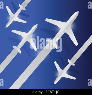 Planes in the Air Illustration Design auf einem blauen Hintergrund Stock Vektor