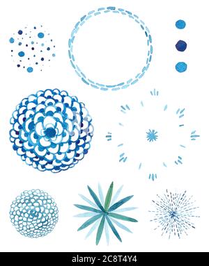 Kreative Illustration von geometrischen handgezeichneten Sonnenstrahlen und Blumen isoliert auf dem Hintergrund. Art Design lineare Sonnenstrahlen Wellen, leuchtende Linien strahlen Sterne. Stockfoto