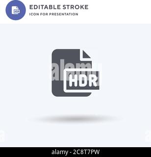 HDR-Symbolvektor, gefülltes flaches Schild, solides Piktogramm isoliert auf Weiß, Logo-Illustration. HDR-Symbol für die Präsentation. Stock Vektor