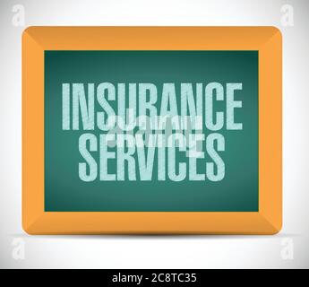 Botschaft zu Versicherungsdienstleistungen an Bord. Illustration auf weißem Hintergrund Stock Vektor