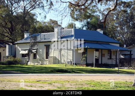 Glenrower, Victoria. Historische Gebäude, die Alte Polizeiwache und Lock Up. Stockfoto