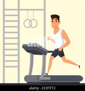 Mann Training im Fitnessstudio flach Vektor-Illustration Stock Vektor