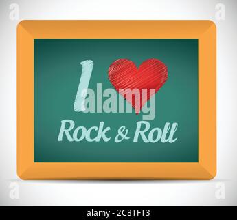 Liebe Rock and Roll Tafel Zeichen. Illustration Design auf einem weißen Hintergrund Stock Vektor