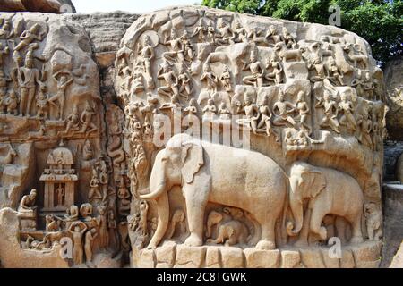 Abstieg des Ganges in Mamallipuram Stockfoto