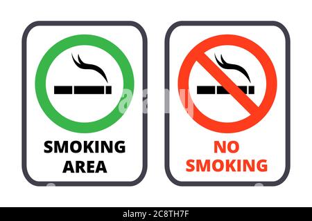 Rauchen Einschränkungen Schilder Vorlagen gesetzt Stock Vektor