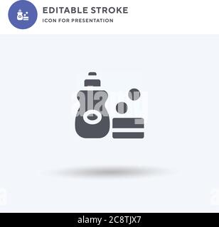 Symbol-Vektor für Waschmittel, gefülltes flaches Schild, einfarbig auf weiß isoliertes Piktogramm, Logo-Illustration. Waschmittelsymbol für die Präsentation. Stock Vektor