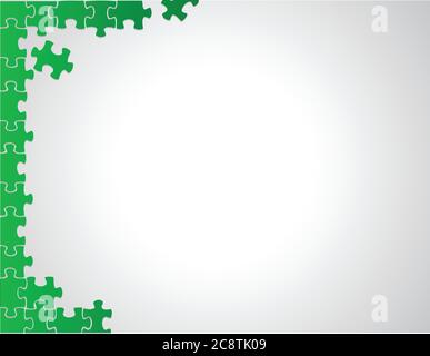 Grüne Puzzle Ränder Illustration Design über einem weißen Hintergrund Stock Vektor