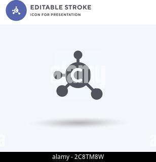Methan-Symbolvektor, gefülltes flaches Zeichen, solides Piktogramm isoliert auf Weiß, Logo-Illustration. Methan-Symbol für die Präsentation. Stock Vektor