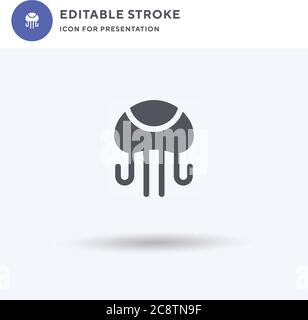 Quallen-Symbolvektor, gefülltes flaches Zeichen, solides Piktogramm isoliert auf Weiß, Logo-Illustration. Quallen-Symbol für die Präsentation. Stock Vektor