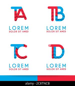 T Alphabet Logo Konzept für Unternehmen oder Unternehmen Industrie, drucken verschiedene Online-und Offline-, Promotion-Werbung und Marketing. Kann für landin Stock Vektor
