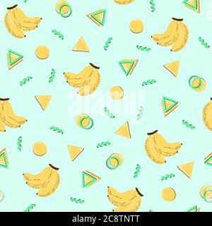 Handgezeichnete Banane und Doodle geometrische Illustration nahtlose Wiederholung Muster Stockfoto