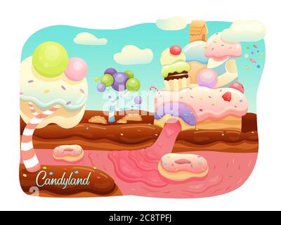 Fantasy Welt flache Vektor-Illustration Stock Vektor