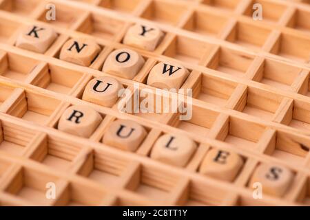 Word Cloud für Know Your Rules Stockfoto