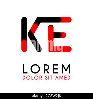 Anfangsbuchstabe KE mit rotem Schwarz und abgerundeten Ecken Stock Vektor