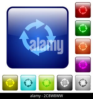 Satz von runden quadratischen Knöpfen aus Glas mit rechter Farbe Stock Vektor
