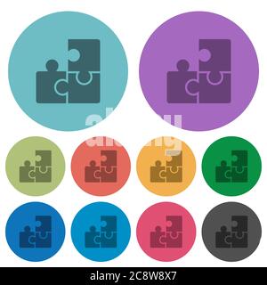 Farbe Puzzle flache Symbol auf runden Hintergrund gesetzt. Stock Vektor
