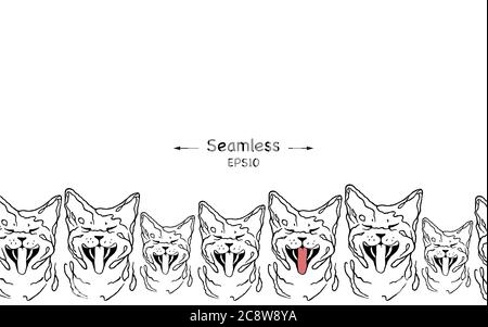 Lustige Katze lachen / nahtlose Illustration / einfache Linie Design Stockfoto