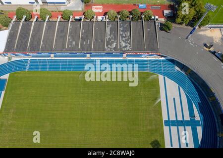 Braunschweig, Deutschland. 17. Juli 2020. firo: 17.07.2020, Fußball, 2.Bundesliga, Saison 2020/2021, Eintracht Braunschweig, Eintracht-Stadion, Regie Deutsche Leichtathletik-Meisterschaften 2020, Drohne, Drohnenaufnahme, zur weltweiten Nutzung Quelle: dpa/Alamy Live News Stockfoto