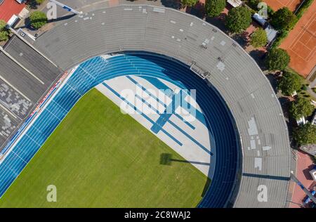 Braunschweig, Deutschland. 17. Juli 2020. firo: 17.07.2020, Fußball, 2.Bundesliga, Saison 2020/2021, Eintracht Braunschweig, Eintracht-Stadion, Regie Deutsche Leichtathletik-Meisterschaften 2020, Drohne, Drohnenaufnahme, zur weltweiten Nutzung Quelle: dpa/Alamy Live News Stockfoto