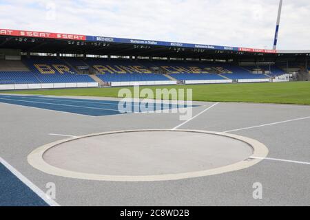 Braunschweig, Deutschland. 17. Juli 2020. firo: 17.07.2020, Fußball, 2. Bundesliga, Saison 2020/2021, Eintracht Braunschweig, Eintracht-Stadion, Regie Deutsche Leichtathletik-Meisterschaften 2020, Kugelumschlag weltweit Credit: dpa/Alamy Live News Stockfoto