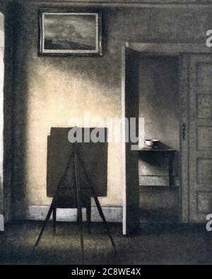 Hammershoi Vilhelm - Interieur mit Easel Bredgade 25 1 - Dänische Schule - 19. Und Anfang des 20. Jahrhunderts Stockfoto