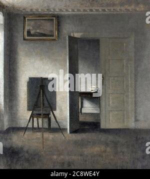 Hammershoi Vilhelm - Interieur mit Easel Bredgade 25 2 - Dänische Schule - 19. Und Anfang des 20. Jahrhunderts Stockfoto