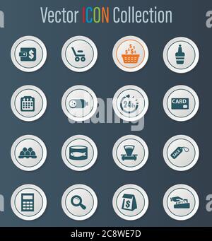 Lebensmittelgeschäft Icons set Stock Vektor