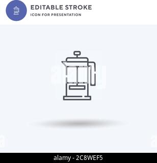 French Press Icon Vektor, gefülltes flaches Zeichen, solides Piktogramm isoliert auf weiß, Logo-Illustration. Französisch Drücken Sie das Symbol für die Präsentation. Stock Vektor
