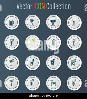 Gläser und Tassen Icons set Stock Vektor
