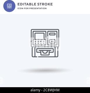 ATM-Symbolvektor, gefülltes flaches Schild, einfarbig auf weiß isoliertes Piktogramm, Logo-Illustration. ATM-Symbol für die Präsentation. Stock Vektor