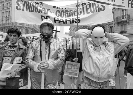 Paris, Anti-Atomdemonstration (Juni 1987) Stockfoto